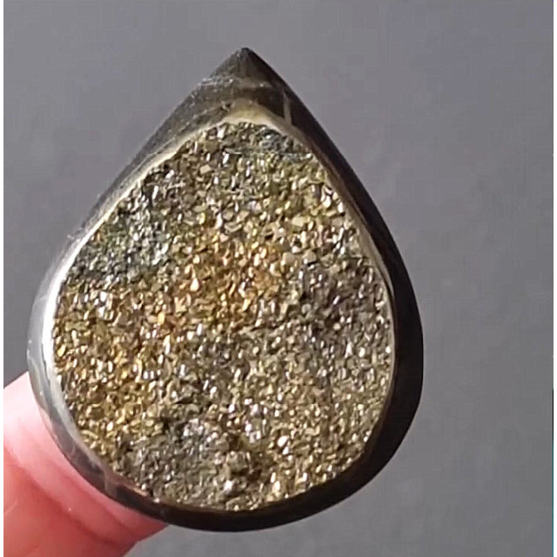 Rare High Quality Ammonite Fragment With Pyrite Designer Cabochon 38 X 30 X 7 Mm 0