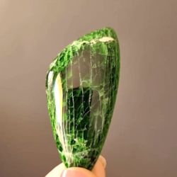 chrome diopside natural stone cabochon 47 x 22 x 8 mm high quality cabochon for jewelry making, green diopside stone