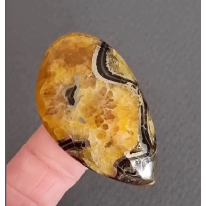 Rare High Quality Simbirciteammonite With Silver Pyrite Natural Stone Cabochon 45 X 27 X 6 Mm  Cabo 1