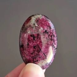 rare high quality purple eudialyte natural stone cabochon 39 x 26 x 6 mm , russian stone , eudialyte gemstone cabochon
