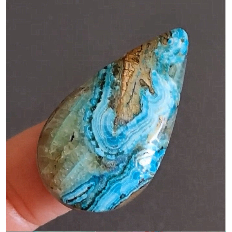 Rare Chrysocolla With Smithsonite Cabochon Stone 40 X 21 X 6 Mm Natural Chrysocolla Crystal Blue  G 0