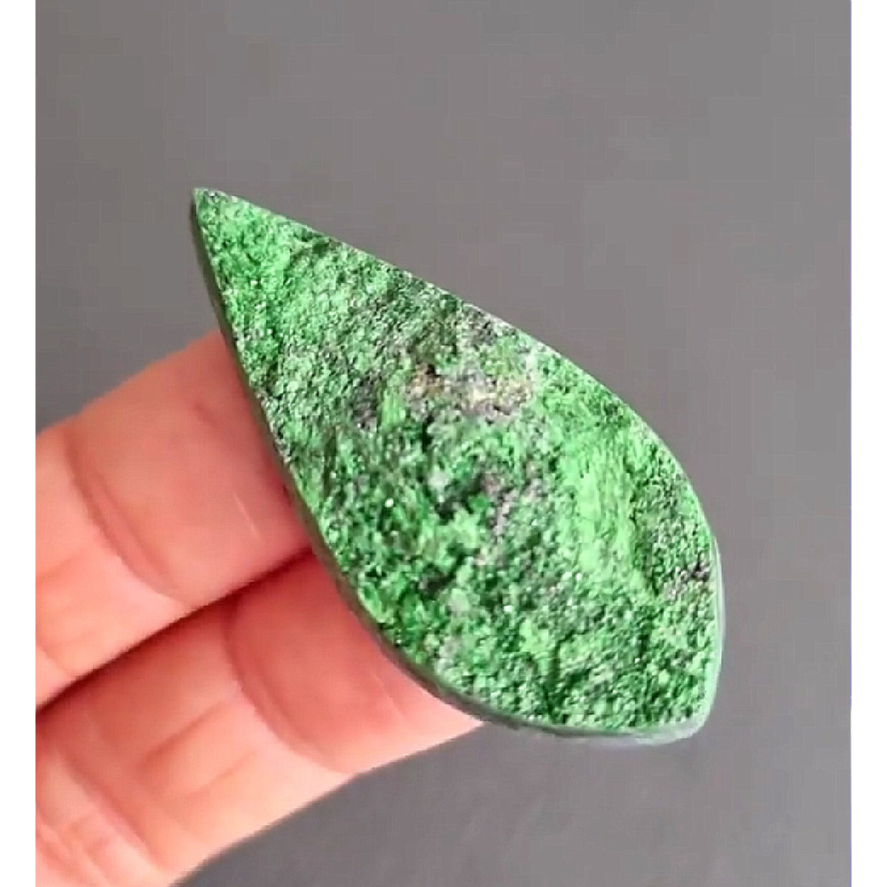 Rare Uvarovite Raw Cabochon 46 X 21 X 6 Mm  Rough Green Druzy Geode Cabochon  High Quality Cabochon 0