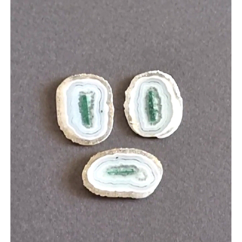 SET Of 3 Malachite In Calcite Natural Stone Cabochons  High Quality Cabochon For Jewelry Making Mal 0