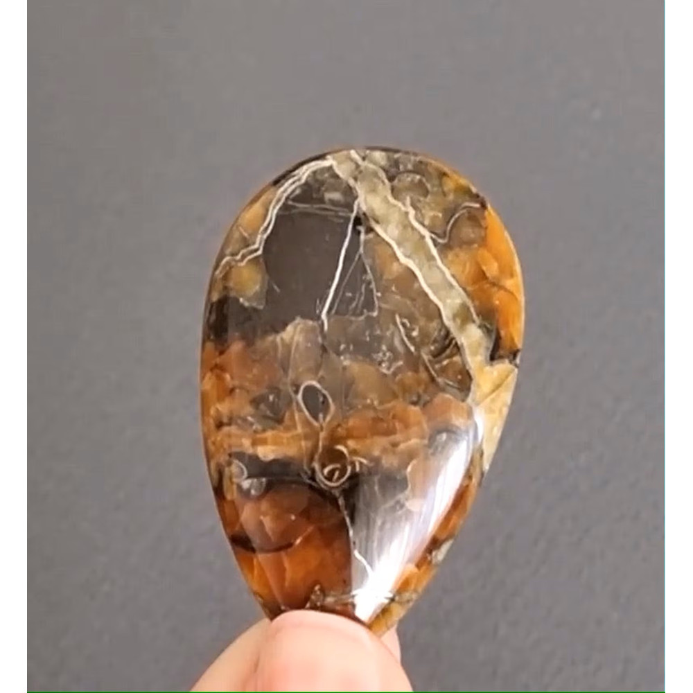 Rare High Quality Simbirciteammonite With Silver Pyrite Natural Stone Cabochon 49 X 30 X 6 Mm  Cabo 0