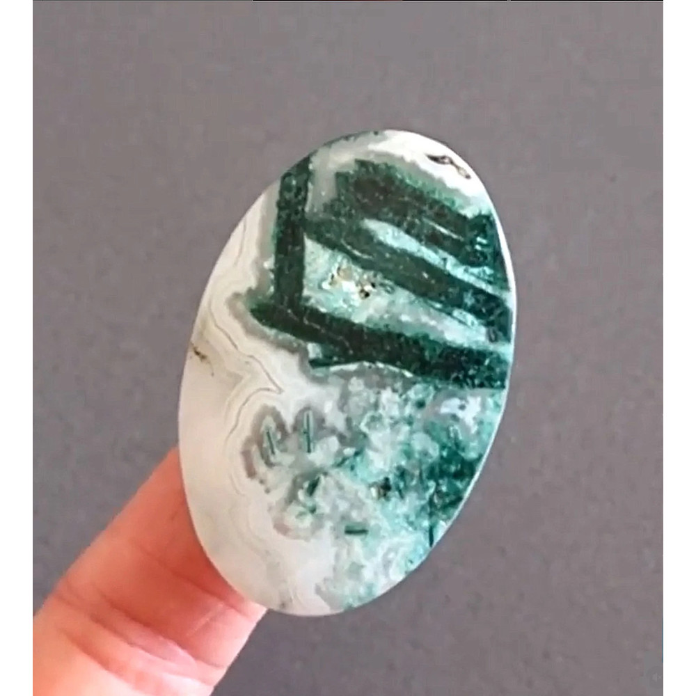 Rare Malachite In Calcite Natural Stone Cabochon 49x 32 X 5 Mm High Quality Cabochon For Jewelry Ma 0