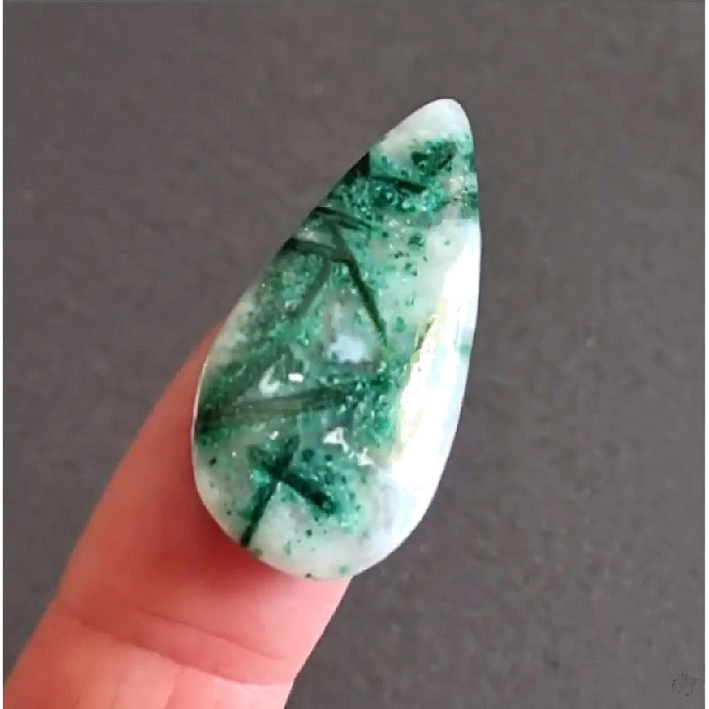 Rare Malachite In Calcite Natural Stone Cabochon 35 X 17 X 4 Mm High Quality Cabochon For Jewelry M 0