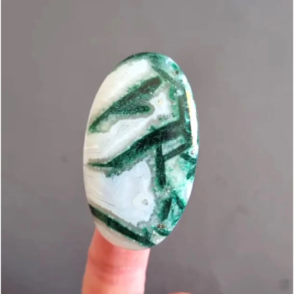 Rare Malachite In Calcite Natural Stone Cabochon 53 X 30 X 4 Mm High Quality Cabochon For Jewelry M 0