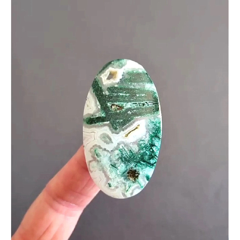 Rare Malachite In Calcite Natural Stone Cabochon 51 X 29 X 5 Mm High Quality Cabochon For Jewelry M 0