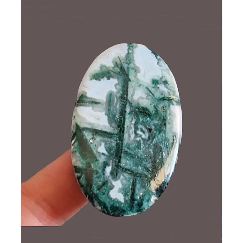 Rare Malachite In Calcite Natural Stone Cabochon 59 X 37 X 3 Mm High Quality Cabochon For Jewelry M 0