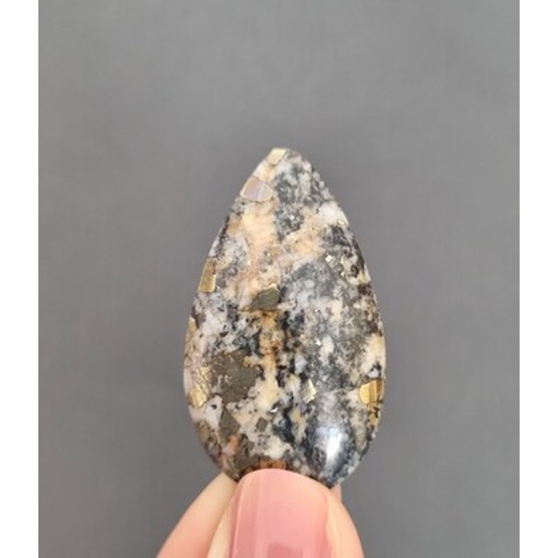 High Quality Pyrite In Matrix Cabochon Stone 40 X 23 X 5 Mm Cabochon For Jewelry Apache Golden Pyri 0