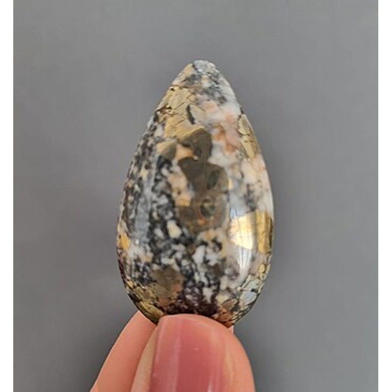 High Quality Pyrite In Matrix Cabochon Stone 40 X 23 X 5 Mm Cabochon For Jewelry Apache Golden Pyri 0
