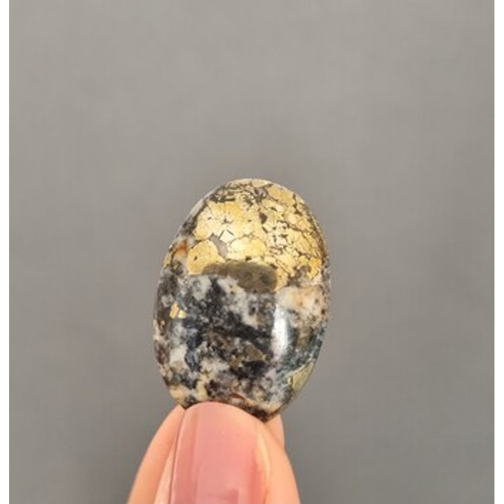 High Quality Pyrite In Matrix Cabochon Stone 31 X 21 X 5 Mm Cabochon For Jewelry Apache Golden Pyri 0
