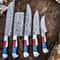 Handmade Damascus Chef Knife Set With American Flag Handles Premium Kitchen Cutlery 4