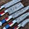 Handmade Damascus Chef Knife Set With American Flag Handles Premium Kitchen Cutlery 8