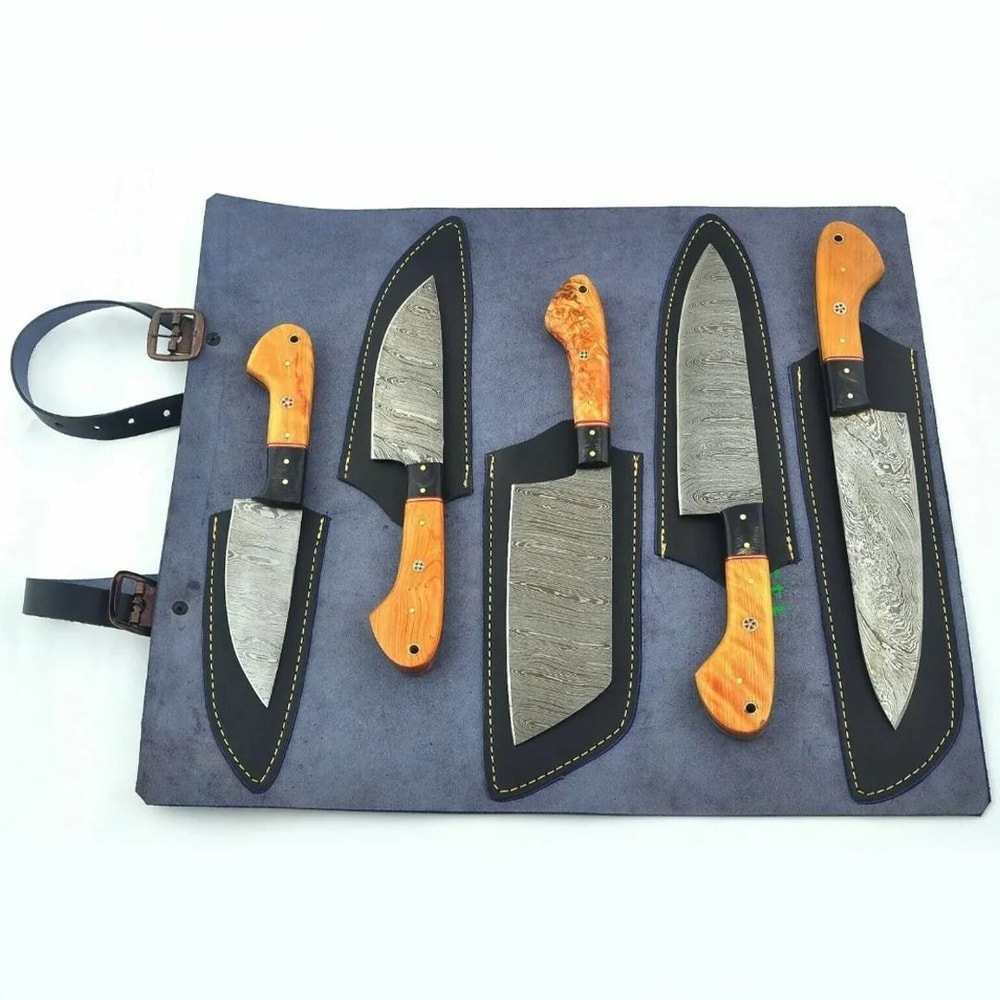 Custom Handmade Damascus Steel Kitchen Knife Set PrecisionCrafted Chef Knives Collection 3