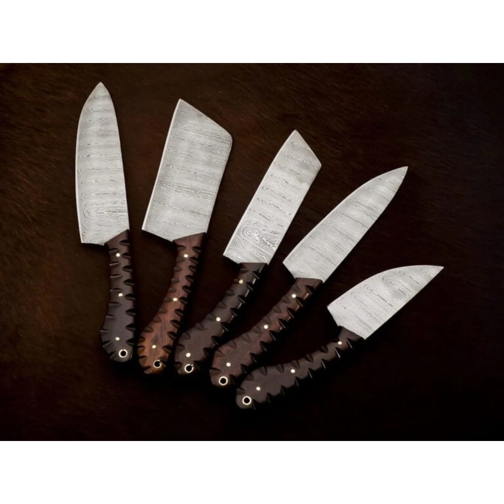 Handmade Forged Damascus Steel Chef Knife Set 5Piece Professional Cooking Knives 3