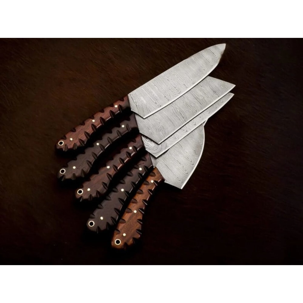 Handmade Forged Damascus Steel Chef Knife Set 5Piece Professional Cooking Knives 1
