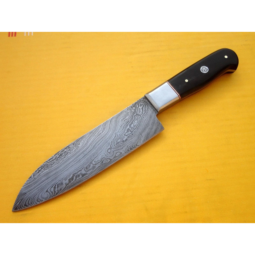 Handmade Damascus Steel Chef Knife Set With Buffalo Horn Handles  Premium Kitchen Cutlery 7