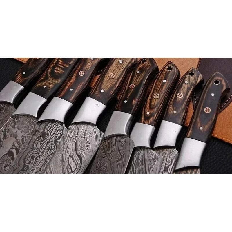 Custom Handmade Damascus Steel Chef Kitchen Knife Set Professional Cooking Knives 1