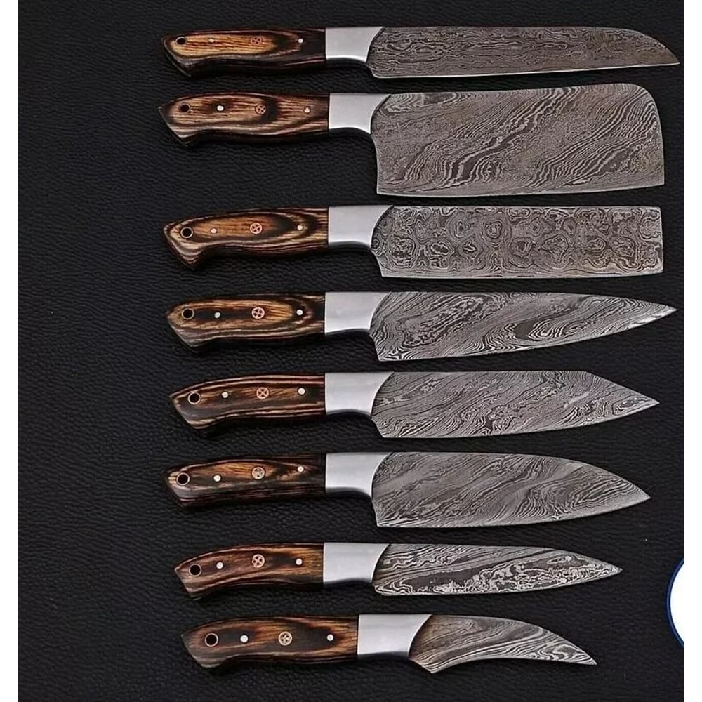 Custom Handmade Damascus Steel Chef Kitchen Knife Set Professional Cooking Knives 2