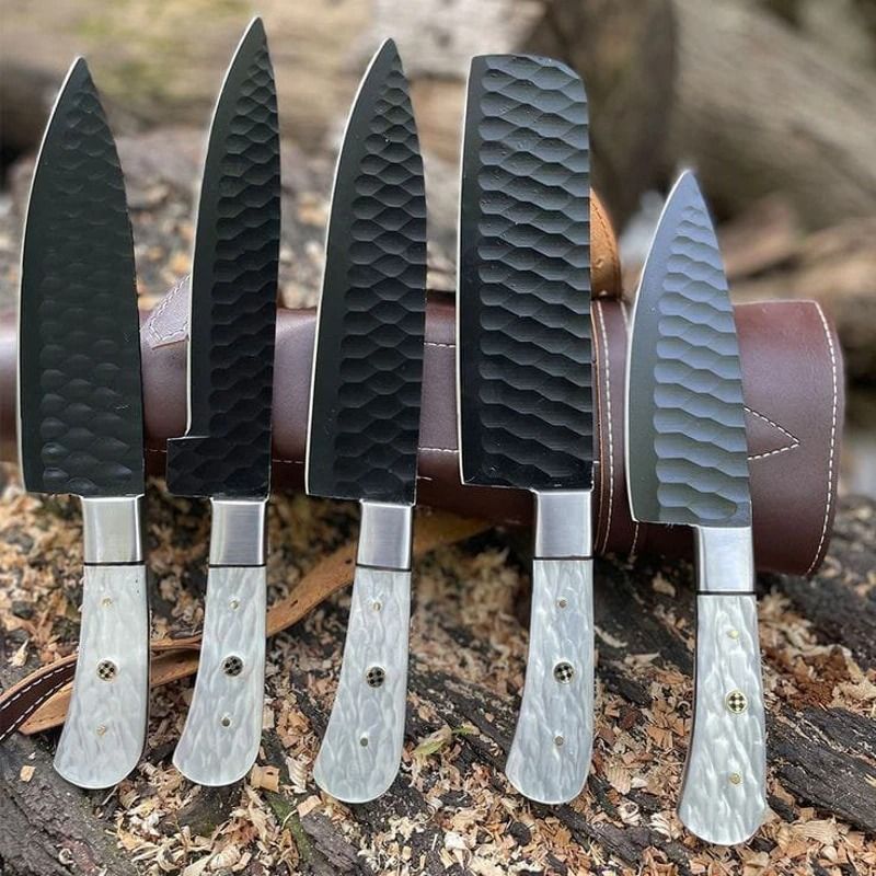 Custom Handmade Damascus Chef Knife Set  Professional Cooking Knives For Home  Restaurant Use 0