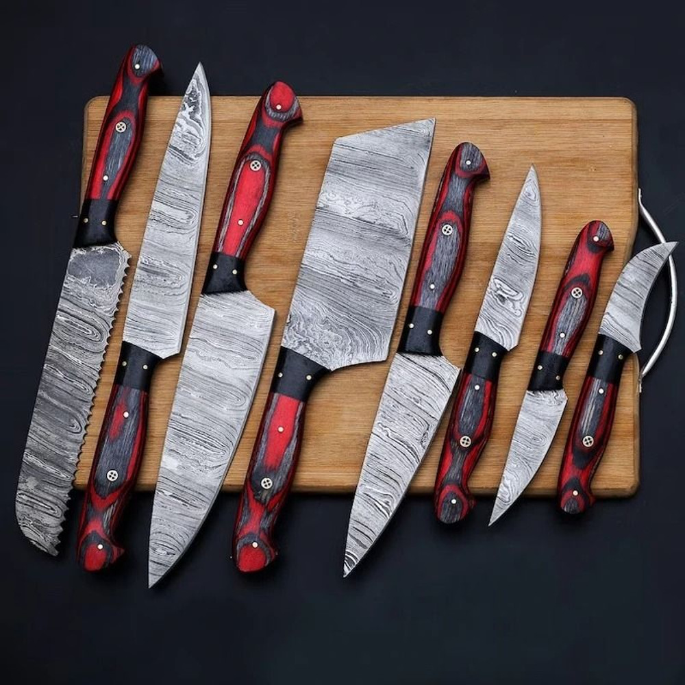 Premium Custom Damascus Steel Kitchen Knife Set  Handmade Chef Knives Collection 2