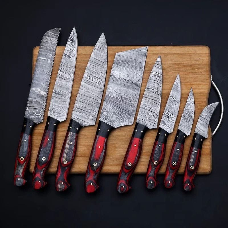 Premium Custom Damascus Steel Kitchen Knife Set  Handmade Chef Knives Collection 1