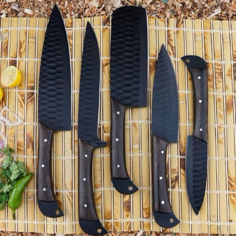 Professional Handmade Damascus Knife Set  5Piece Chef BBQ  Camping Knives Gift Collection 1