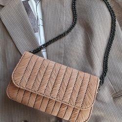 small evening raffia bag with chain strap