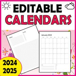 Monthly Printable Calendars a month from January 2024 to January 2025