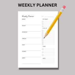 Work From Home - Daily Planner, Weekly Planner, Monthly Planner, Productivity Planner, Instant Download, A4/A5/Letter/Ha