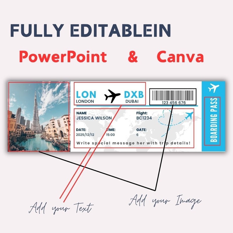Editable Boarding Pass Template, Canva & PPT Boarding Pass, | Inspire ...