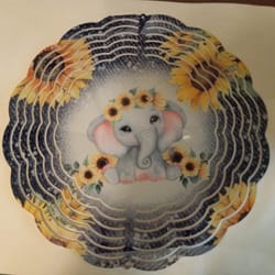 cute sun flower elephant 8inch 3d metal wind spinner