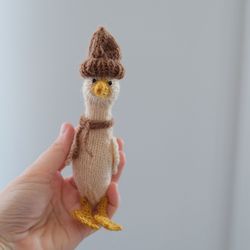 Pocket Goose for warm hugs Tiny amigurumi goose for collection. Cute stuffed mini animal