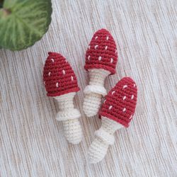 Mini fly agaric crochet pattern, amigurumi mushroom pdf