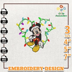 Christmas Cartoon Characters Embroidery File, Cartoon Mouse Merry Christmas Embroidery Machine File, Instant Download
