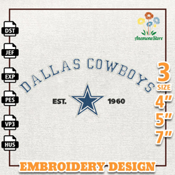 NFL Dallas Cowboys, NFL Logo Embroidery Design, NFL Team Embroidery Design, NFL Embroidery Design, Instant Download