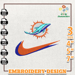 NFL Miami Dolphins, Nike NFL Embroidery Design, NFL Team Embroidery Design, Nike Embroidery Design, Instant Download 1