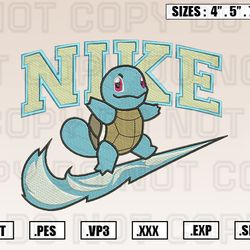 Nike Squirtle Embroidery Designs, Pokemon Embroidery Design File Instant Download