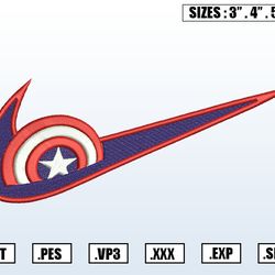 Nike x Captain America Embroidery Desings , Marval Embroidery Designs, Machine Embroidery Design File, Instant Download