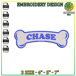Embroidery Design Chase Bone Paw Patrol, Paw patrol Clipart, Cartoon Embroidery, Dog Patrol PNG, Digital Download