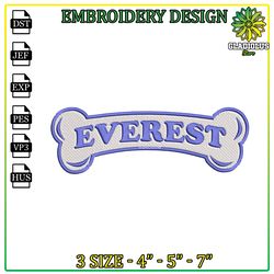embroidery design everest bone paw patrol, paw patrol clipart, cartoon embroidery, dog patrol png, digital download