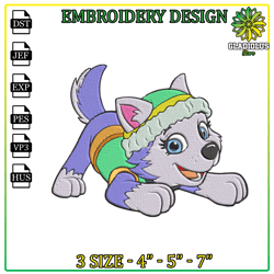 Embroidery Design Everest Paw Patrol, Paw patrol Clipart, Cartoon Embroidery, Dog Patrol PNG, Digital Download