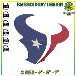 Houston Texans Logo Embroidery Designs File, Houston Texans Machine Embroidery Designs PNG, Machine Embroidery Design Fi