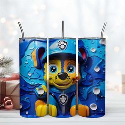 blue paw patrol tumbler design wrap, paw patrol design tumbler, 20oz skinny tumbler instant download