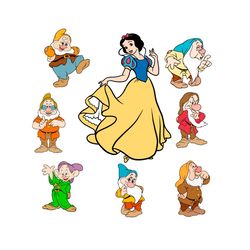 snow white and seven drawfs svg, disney svg, snow white svg, seven drawfs svg, princess svg, bundle svg