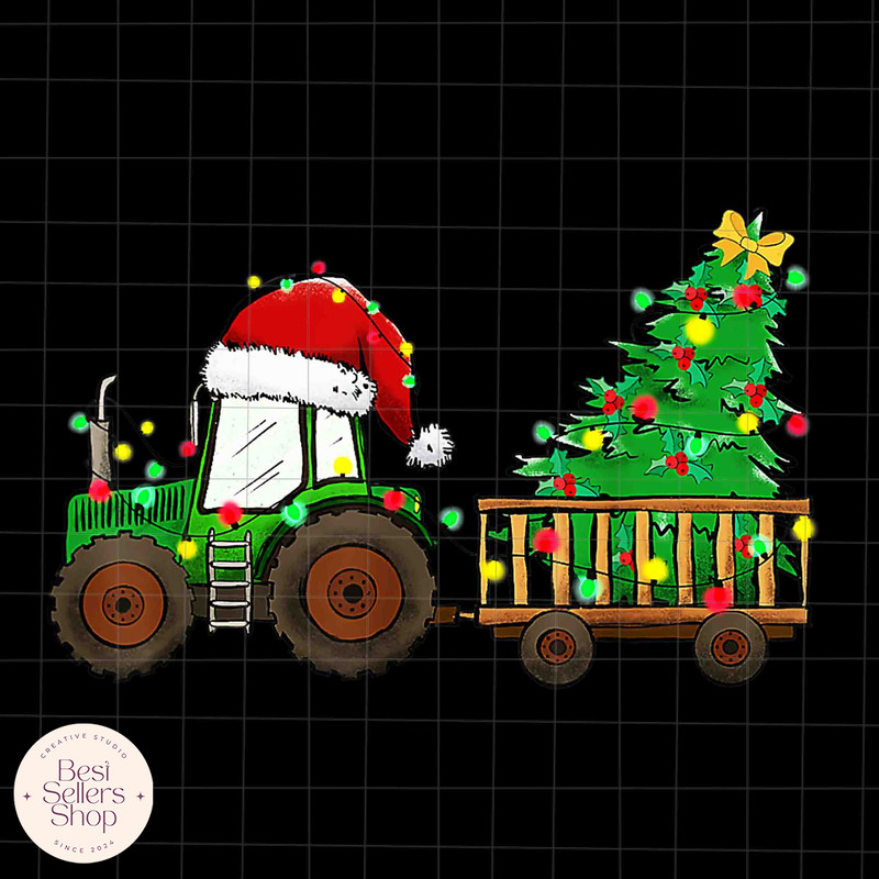 Farm Tractor Tree Lights Christmas Png, Farm Tractor Xmas Tree Png, Farm Tractor Christmas Png, Farm.jpg