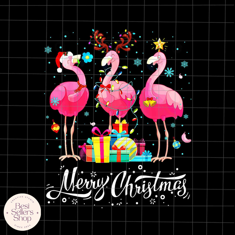 Flamingo Lights Santa Hat Christmas Png, Flamingo Xmas Png, Flamingo Christmas Png.jpg