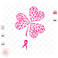 four leaf clover, breast cancer gift, breast cancer svg, can