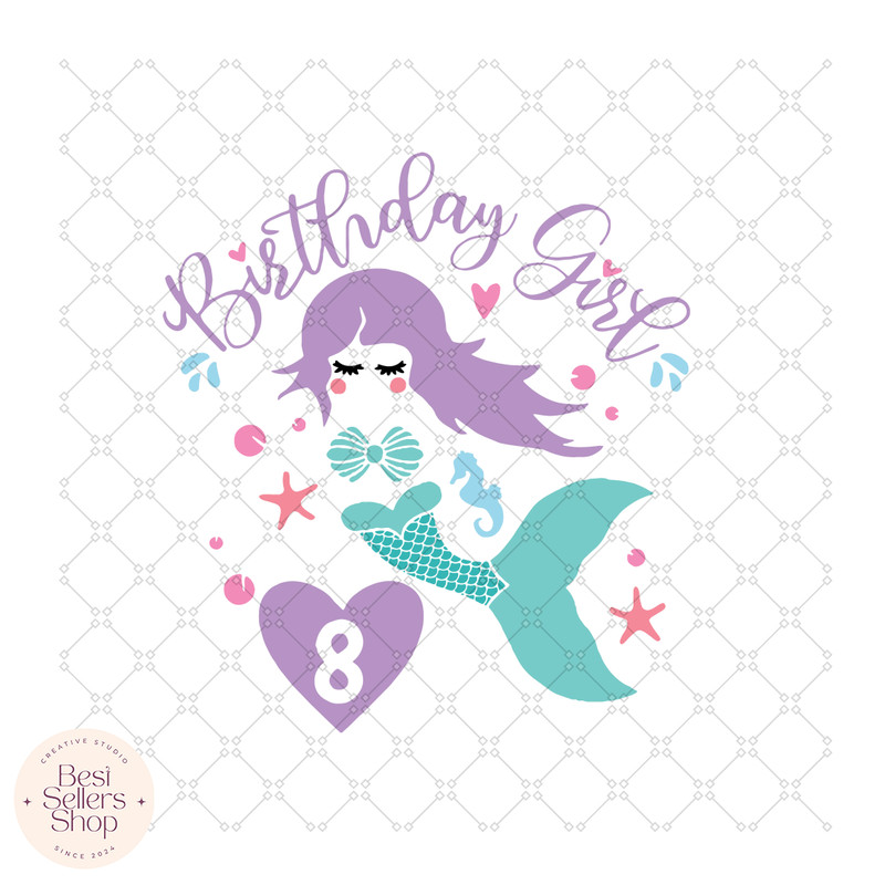 Girls Mermaid svg,svg , Mermaid Birthday svg, Mermaid B.png